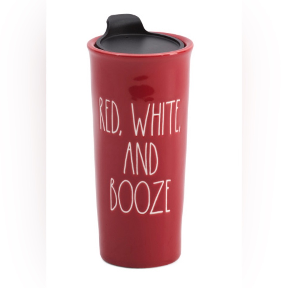 NIB Rae Dunn Red White and Booze Travel Mug Gift, Present